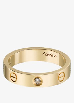 Cartier Heren LOVE trouwring, small model van 18 karaat geelgoud met 0.02 ct diamant CRB40561 in de kleur Geelgoud