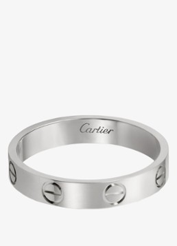 Cartier Heren LOVE trouwring, small model van 18 karaat witgoud CRB40851 in de kleur Witgoud