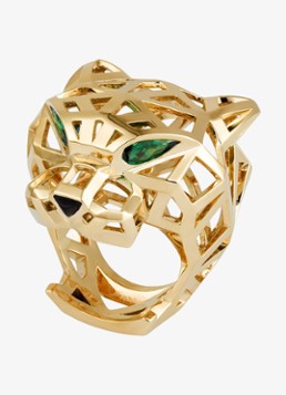 Cartier Dames Panthère de Cartier ring van 18 karaat geelgoud met onyx en tsavoriet granaat CRN47225 in de kleur Geelgoud