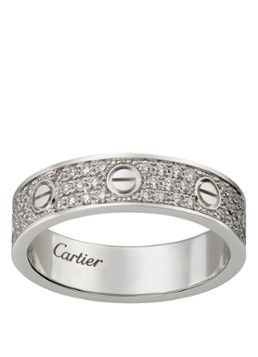 Cartier Dames Mini Love Wedding ring van 18 karaat witgoud met diamanten CRB4083450 in de kleur Witgoud