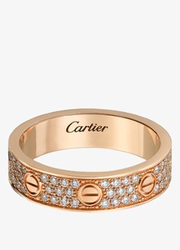 Cartier Heren LOVE trouwring, klein model van 18 karaat roségoud met 0.31 ct diamant CRB4085800 in de kleur Roségoud