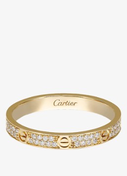 Cartier Heren LOVE trouwring, mini model van 18 karaat geelgoud met 0.19 ct diamant CRB4218000 in de kleur Geelgoud
