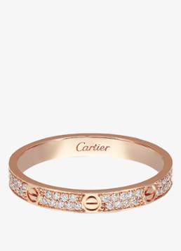 Cartier Heren LOVE ring, mini model van 18 karaat roségoud met 0.19 ct diamant CRB4218100 in de kleur Roségoud