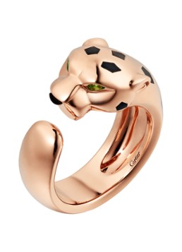 Cartier Dames Panthère de Cartier ring van 18 karaat roségoud met onyx en tsavoriet CRB4230900 in de kleur Roségoud