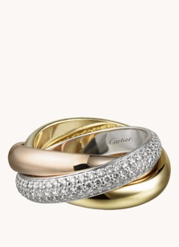 Cartier Dames Trinity ring van 18 karaat wit-, geel- en roségoud met diamant CRB4038900 in de kleur Aluminium
