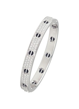 Cartier Dames LOVE armband van 18 karaat witgoud met 204 diamanten CRN6032400 in de kleur Witgoud