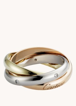 Cartier Dames Trinity medium ring van 18 karaat rosé-, wit,- en geelgoud met diamant CRB4088500 in de kleur Aluminium