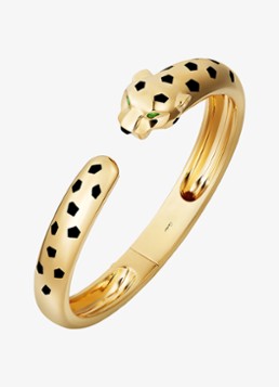 Cartier Dames Panthère de Cartier bangle, middel model van 18 karaat geelgoud met onyx en tsavoriet granaat CRN6721917 in de kleur Geelgoud