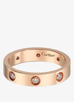 Cartier Heren LOVE trouwring, klein model van 18 karaat roségoud met 0.19 ct diamant CRB4050800 in de kleur Roségoud
