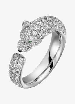 Cartier Heren Panthère de Cartier ring van 18 karaat witgoud met onyx, smaragd en 0.95 ct diamant CRN47656 in de kleur Witgoud