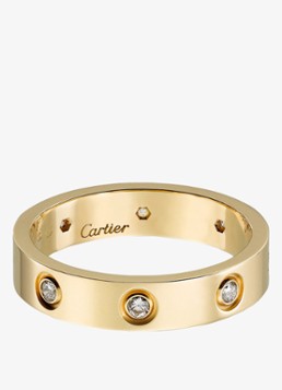 Cartier Heren LOVE trouwring, klein model van 18 karaat geelgoud met 0.19 ct diamant CRB4056200 in de kleur Geelgoud