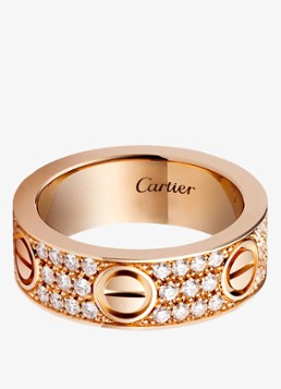 Cartier Heren LOVE trouwring, klassiek model van 18 karaat roségoud met 0.70 ct diamant CRB4087600 in de kleur Roségoud