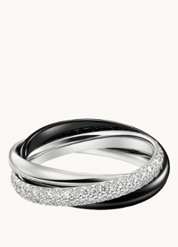Cartier Dames Trinity ring small van 18 karaat witgoud met diamant CRB4235400 in de kleur Witgoud
