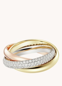 Cartier Dames Trinity ring medium van 18 karaat rosé-, wit-, en geelgoud met diamant CRB4236000 in de kleur Multicolor