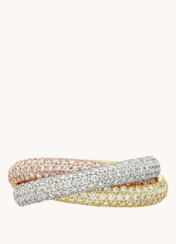Cartier Dames Trinity ring medium van 18 karaat rosé-, wit-, en geelgoud met diamant CRN4778200 in de kleur Multicolor