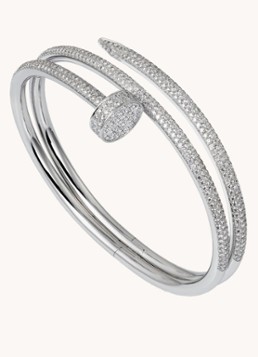Cartier Dames Juste un Clou bangle van 18 karaat witgoud met diamanten CRN6708700 in de kleur Witgoud