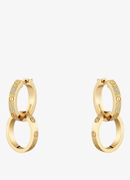 Cartier Dames LOVE oorringen van 18 karaat geelgoud met 15 diamanten CRN8515241 in de kleur Geelgoud