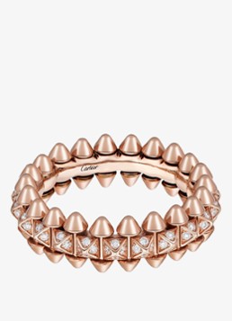 Cartier Heren Clash de Cartier ring, klein model van 18 karaat roségoud met 0.31 ct diamant CRN4796100 in de kleur Roségoud