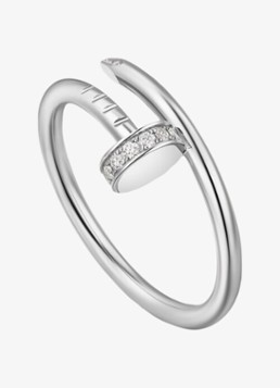Cartier Dames Juste un Clou ring van 18 karaat witgoud met diamanten CRB42450 in de kleur Witgoud