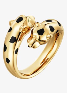 Cartier Dames Panthère de Cartier ring van 18 karaat geelgoud met onyx en tsavoriet granaat CRB42401 in de kleur Geelgoud