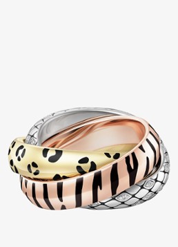 Cartier Dames Trinity ring van 18 karaat rosé-, wit-, en geelgoud met lakwerk en 0.18 ct diamant CRB42417 in de kleur Multicolor