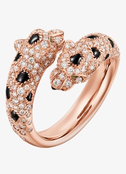 Cartier Dames Panthère de Cartier ring van 18 karaat roségoud met onyx, smaragd en 0.92 ct diamant CRN4802600 in de kleur Roségoud
