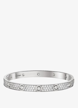 Cartier Dames LOVE armband, klassiek model van 18 karaat witgoud met 4.04 ct diamant CRN6727417 in de kleur Witgoud