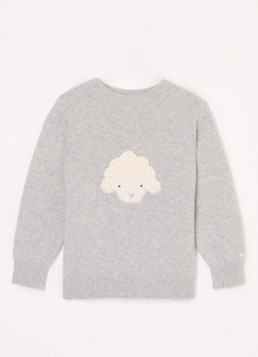 Donsje Amsterdam Meisjes Denn Merino Wool Sweater | Lammy in de kleur Lichtgrijs, maat: 116