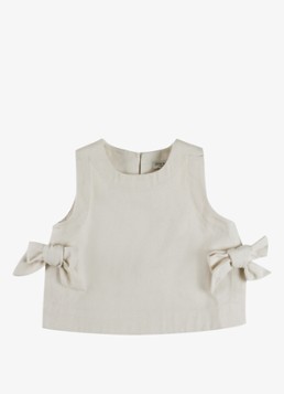 Donsje Amsterdam Meisjes Veeri top met strikdetail in de kleur Ivoor, maat: 6Y-7Y=122