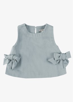 Donsje Amsterdam Meisjes Veeri top met strikdetail in de kleur Indigo, maat: 4Y-5Y=110
