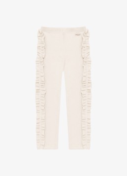 Donsje Amsterdam Meisjes Audun ribgebreide leggings met applicatie in de kleur Beige, maat: 6-7Y=122