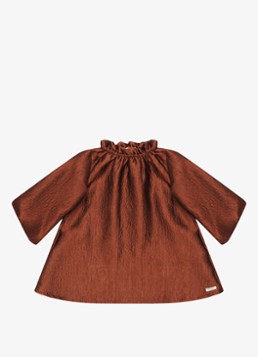 Donsje Amsterdam Meisjes Leone jurk met structuur in de kleur Bruin, maat: 5-6Y=116