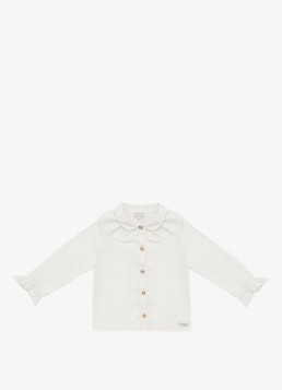 Donsje Amsterdam Meisjes Nien blouse met volant in de kleur Gebroken wit, maat: 4-5Y=110