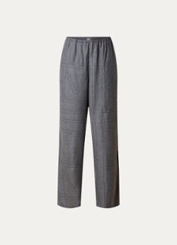 TOTEME Dames High waist loose fit pantalon met logoborduring in de kleur Grijs, maat: 40
