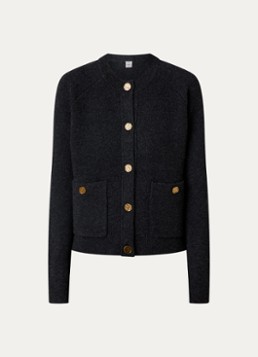 TOTEME Dames Grofgebreid vest in wolblend met opgestikte zakken in de kleur Middengrijs, maat: S