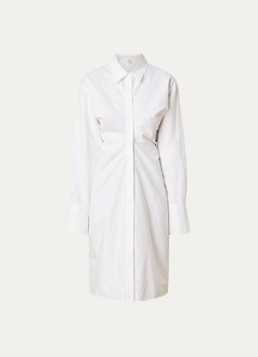 TOTEME Dames Midi blousejurk in linnenblend in de kleur Gebroken wit, maat: 36
