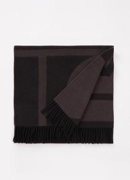 TOTEME Dames Monogram sjaal van wol 200 x 50 cm in de kleur Antraciet, maat: OS