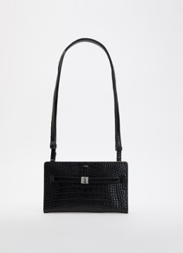 TOTEME Dames Crossbody tas van kalfsleer en cocostructuur in de kleur Zwart, maat: ONE SIZE