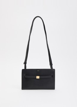 TOTEME Dames Crossbody tas van kalfsleer en logo in de kleur Zwart, maat: ONE SIZE