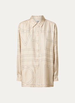 TOTEME Dames Classic blouse van zijde met logoborduring in de kleur Vanillegeel, maat: 38