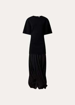 TOTEME Dames Maxi jurk met plooidetail in de kleur Zwart, maat: L