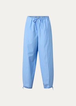 TOTEME Dames High waist tapered fit broek met streepprint en gestrikt detail in de kleur Lichtblauw, maat: 36