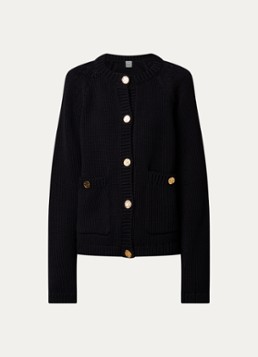 TOTEME Dames Grofgebreid vest met opgestikte zakken in de kleur Zwart, maat: L