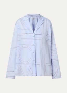 TOTEME Dames Monogram blouse met logoborduring in de kleur Lichtblauw, maat: 40