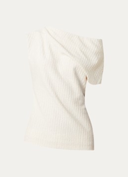 TOTEME Dames One shoulder top met structuur in de kleur Gebroken wit, maat: 40