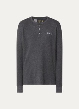 Ralph Lauren Heren Pyjama top met logoborduring in de kleur Donkergrijs, maat: S