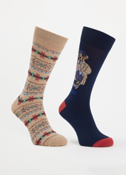 Ralph Lauren Heren Sokken met print in 2-pack in de kleur Donkerblauw, maat: 10/13