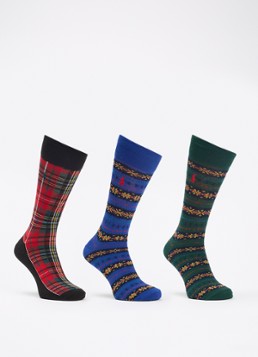Ralph Lauren Heren Sokken met print in 3-pack giftbox in de kleur Rood, maat: 10/13