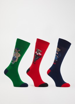 Ralph Lauren Heren Sokken met print in 3-pack giftbox in de kleur Rood, maat: 10/13