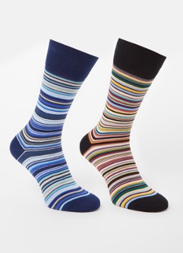 Paul Smith Heren Signature sokken met streepprint in 2-pack in de kleur Zwart, maat: 0